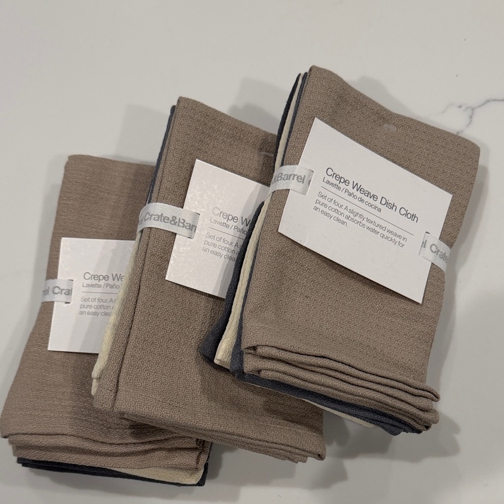 Crate&Barrel Tan and Cream Dish Cloth Set